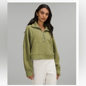 RARE COLOR - Bronze Green Scuba Oversized Funnel-Neck Half Zip